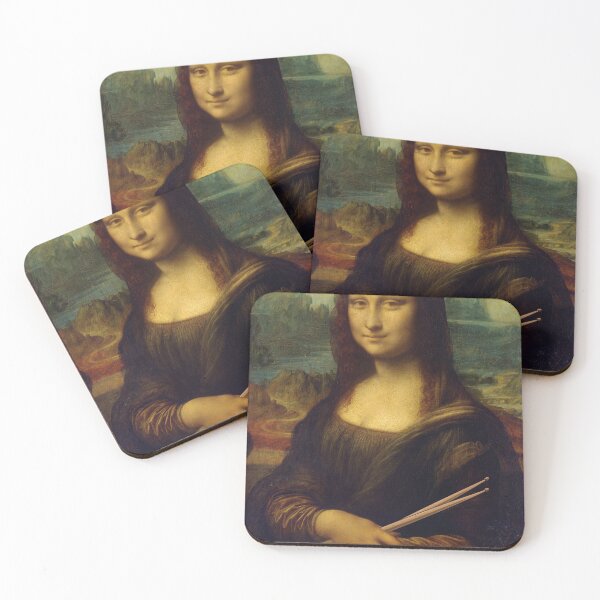 Item preview, La Mona Lisa sosteniendo palos de tambor Arte divertido del baterista designed and sold by hobrath.
