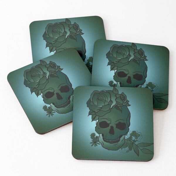 Item preview, Dark Green Skull and Roses designed and sold by MqBelle.
