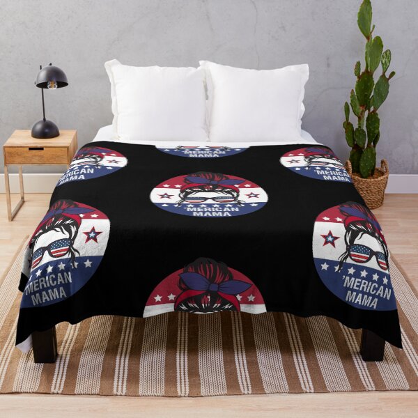 Item preview, 'MERICAN MAMA 4th of July Independence Day Celebration Messy Bun designed and sold by InkItStudio.