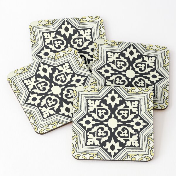 Item preview, Paving For Success Black Yellow 17th Century Tile Pomegranate Pattern designed and sold by SpiritGifts.