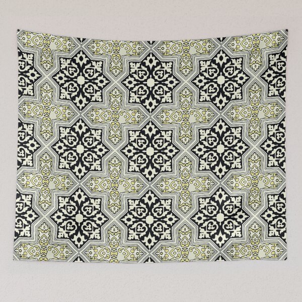 Item preview, Paving For Success Black Yellow 17th Century Tile Pomegranate Pattern designed and sold by SpiritGifts.