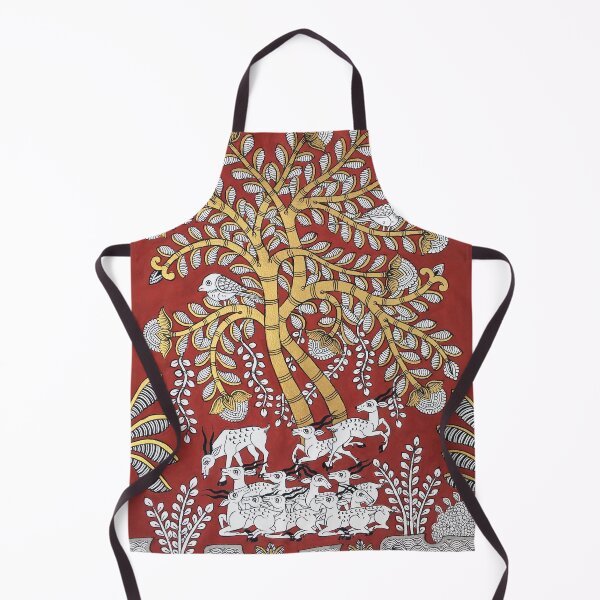 Item preview, Tree of life ( Red and Gold) indian folk art print in phad style designed and sold by gopalpjoshi.