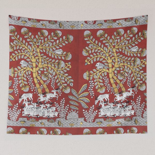 Item preview, Tree of life ( Red and Gold) indian folk art print in phad style designed and sold by gopalpjoshi.