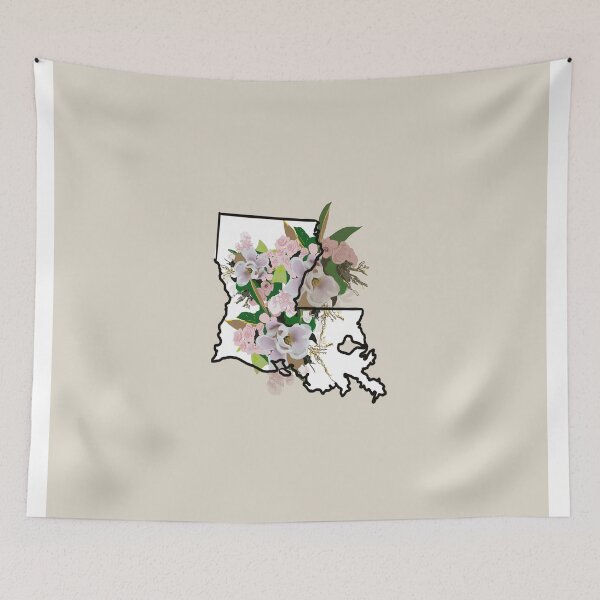 Item preview, Louisiana state outline with magnolia flower designed and sold by girljohnny.