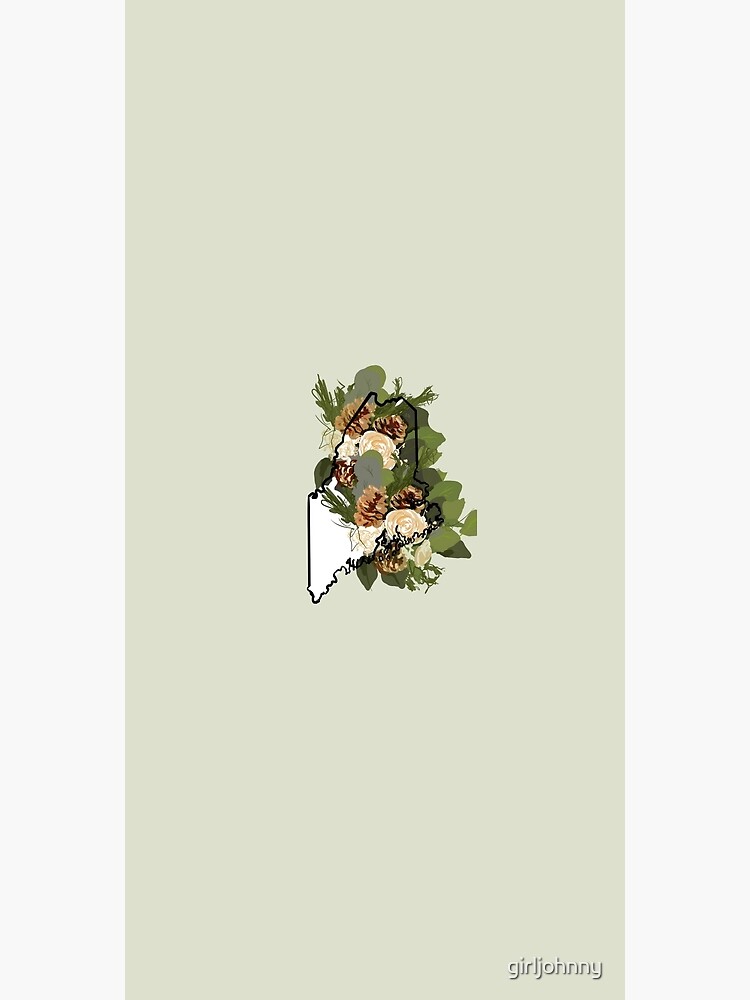 Maine Outline With State Flower The White Pine Cone Poster By Girljohnny Redbubble