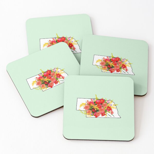 Item preview, Nebraska state outline with solidago flower designed and sold by girljohnny.