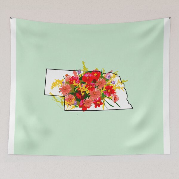 Item preview, Nebraska state outline with solidago flower designed and sold by girljohnny.