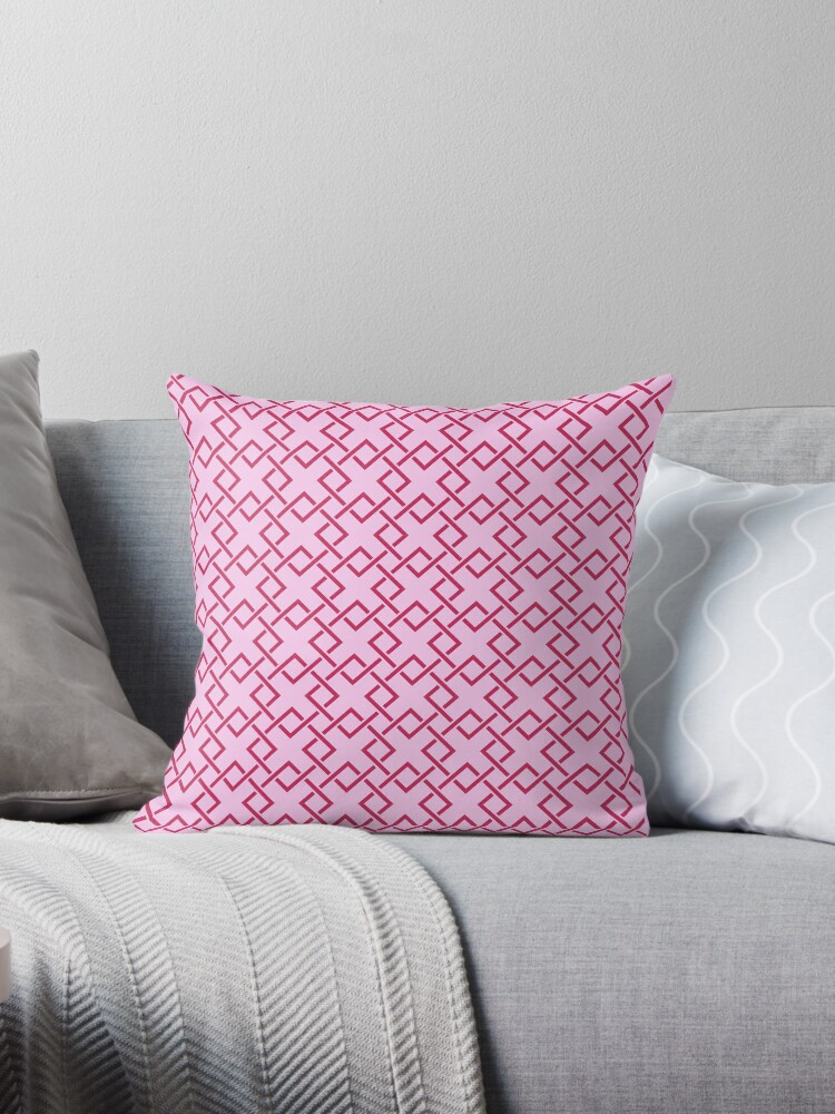 Pink Cream Trellis Velvet Throw Pillow Cover