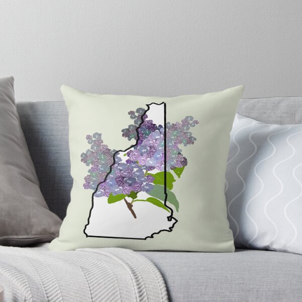 Item preview, New Hampshire state outline with lilac flower designed and sold by girljohnny.