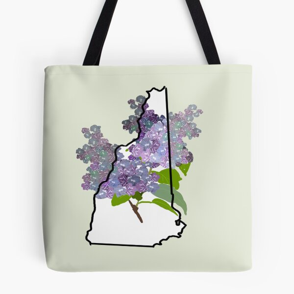 Item preview, New Hampshire state outline with lilac flower designed and sold by girljohnny.