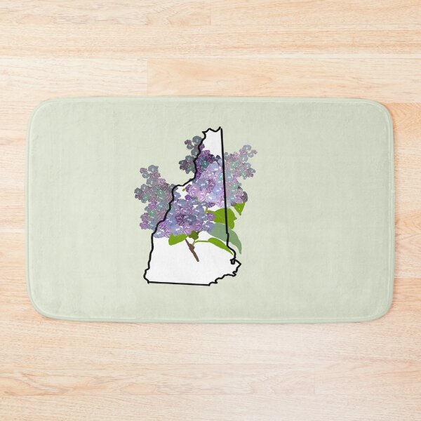 Item preview, New Hampshire state outline with lilac flower designed and sold by girljohnny.