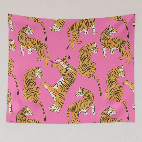 Item preview, Pink Tiger Repeating Print- Preppy Modern Contemporary designed and sold by PeriodicLabel.