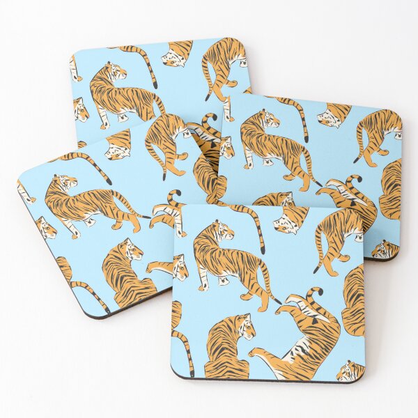 Item preview, French Blue Pink Tiger Repeating Print- Preppy Modern Contemporary designed and sold by PeriodicLabel.