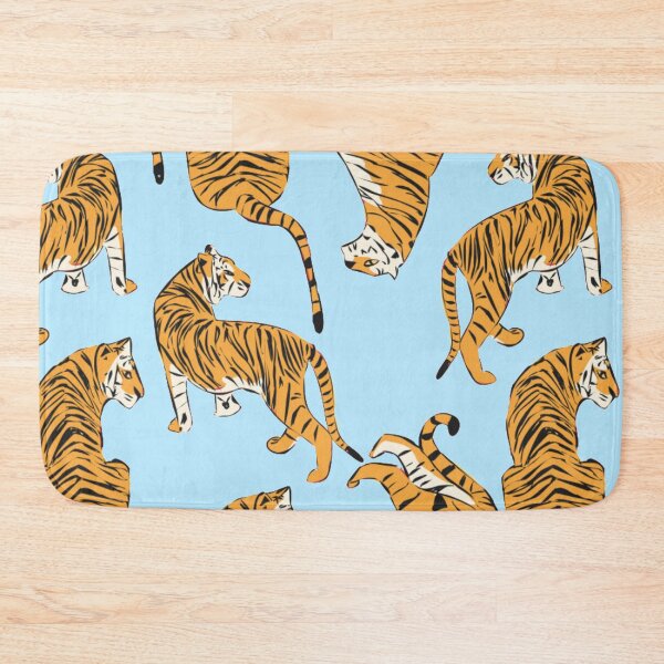 Item preview, French Blue Pink Tiger Repeating Print- Preppy Modern Contemporary designed and sold by PeriodicLabel.