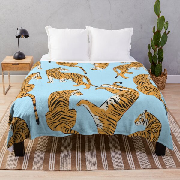 Item preview, French Blue Pink Tiger Repeating Print- Preppy Modern Contemporary designed and sold by PeriodicLabel.