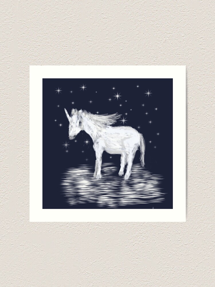 Alternate view of Whimsical Unicorn and Stars Design Art Print