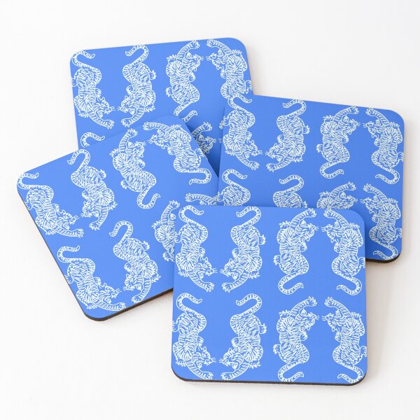 Item preview, Multi Blue Pink Tiger Repeating Print- Preppy Modern Contemporary designed and sold by PeriodicLabel.