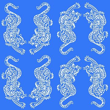Aperçu de l'œuvre Multi Bleu Rose Tigre Répétant Impression - Preppy Moderne Contemporain de PeriodicLabel