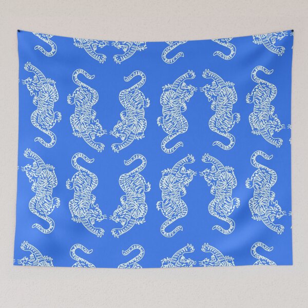 Item preview, Multi Blue Pink Tiger Repeating Print- Preppy Modern Contemporary designed and sold by PeriodicLabel.