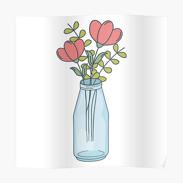 Mason Jar With Flowers Poster