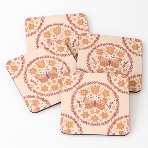 Item preview,  Orange and Rust Butterfly Floral Wreath Pattern  designed and sold by Lavender Mint Graphics.