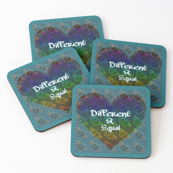 Item preview,  Diversity and tolerance: neon rainbow heart shaped butterflies #Different -Equal lettering photo design designed and sold by kikidu21.