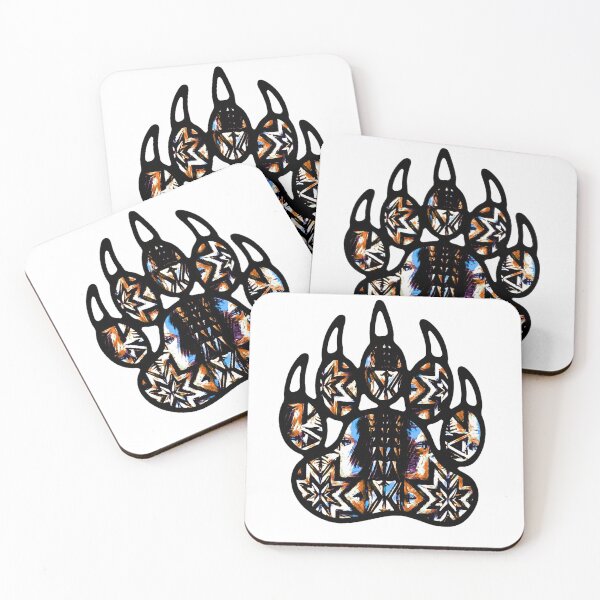 Item preview, Native Bear Paw Print White / Burnt Orange / Blue  designed and sold by JMWCD.