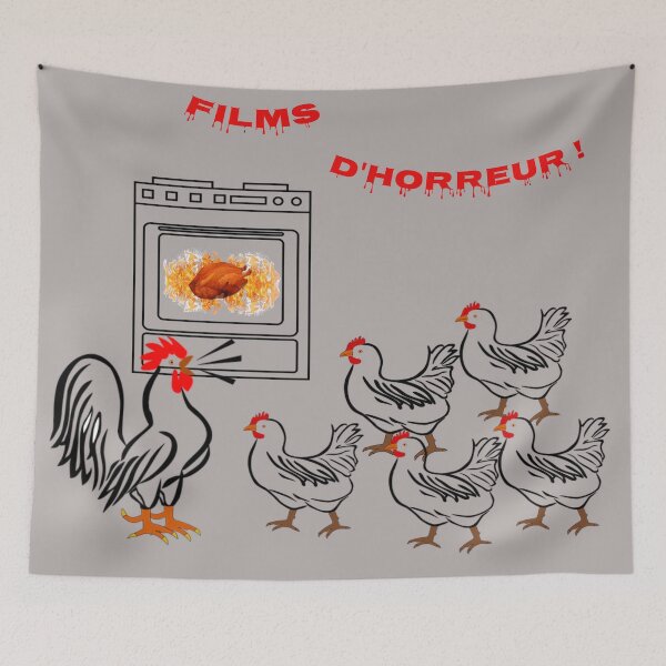 Item preview, The rooster screams at the chickens, horror movies. designed and sold by Karine Dupras.