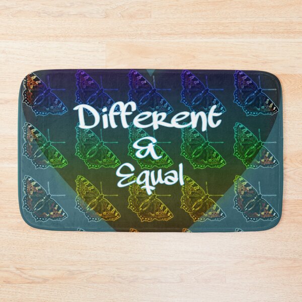 Item preview, Diversidad y tolerancia: mariposas en forma de corazón de arco iris de neón #Different -Equal lettering photo design designed and sold by kikidu21.