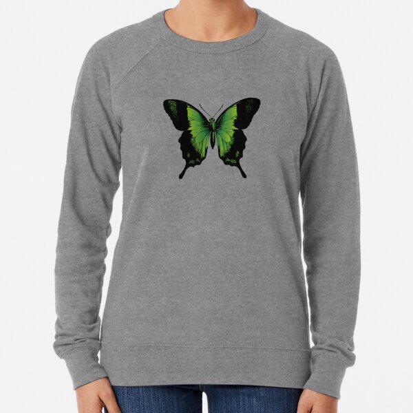 Green Butterfly | Vintage Butterfly | Green and Black | Lightweight Sweatshirt