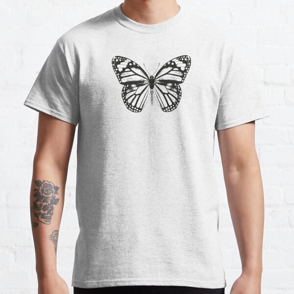Monarch Butterfly Pattern | Monarch Butterfly | Vintage Butterflies | Butterfly Patterns | Black and White |  Classic T-Shirt