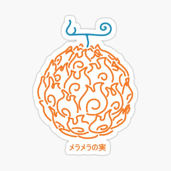 one piece mera mera no mi, flame flame fruit. Sticker for Sale by daegan0