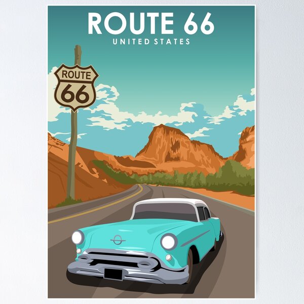 Item preview, Route 66 Vintage Retro American Travel Poster designed and sold by Stadify.