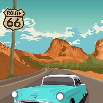 Artwork thumbnail, Route 66 Vintage Retro American Travel Poster by Stadify
