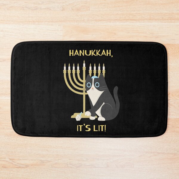 Item preview, Hanukkah, It's Lit! Dreidel Chanukah Jewish Cat Menorah designed and sold by LittleFlairTee.