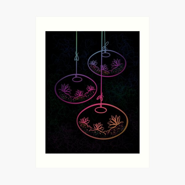 Flowerpot Black Background Art Print