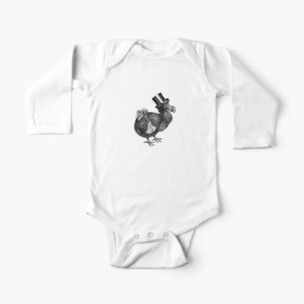 Mr Dodo | Vintage Dodos | Black and White | Long Sleeve Baby One-Piece