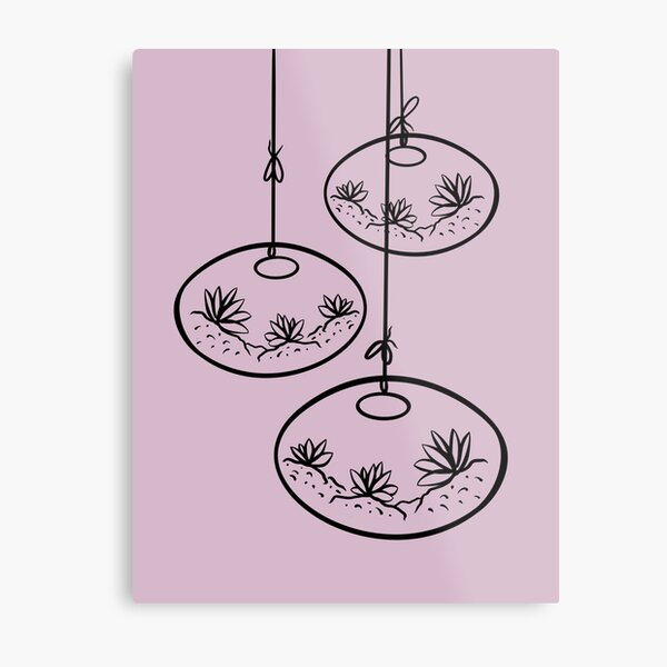Flowerpot Pink Background Metal Print