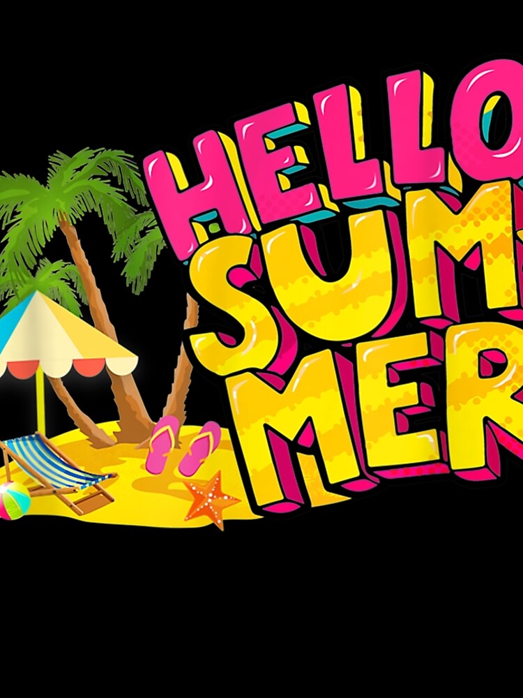 Disover Hello Summer Retro Beach Vacation For Kids Men Women  Leggings