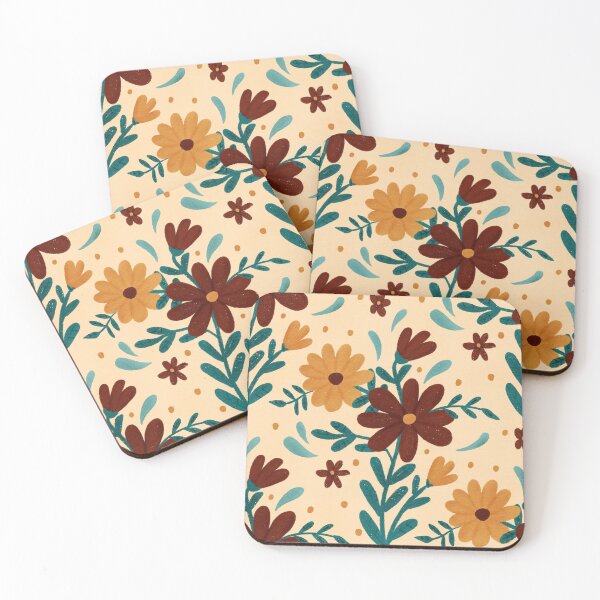 Item preview, Fall Florals in Burgundy, Golden Yellow, and Teal Blue Pattern  designed and sold by Lavender Mint Graphics.