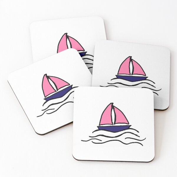 Item preview, Sailboat in waves (pink blue) designed and sold by NautilusMare.