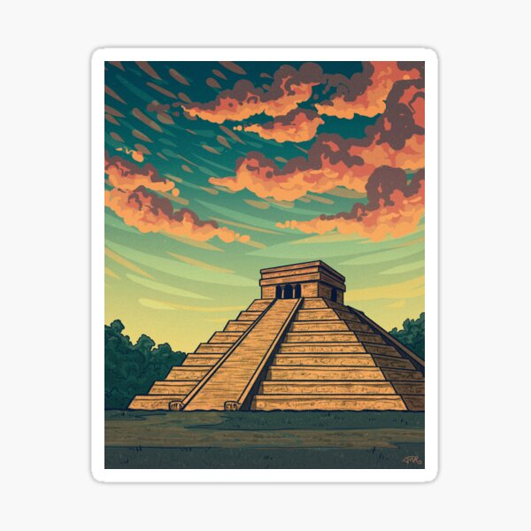 Aperçu de l'œuvre Temple maya | Illustration numérique créée et vendue par Jackie Van Ryn.