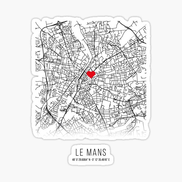 Aperçu de l'œuvre Square Heart Le Mans City Map (France) créée et vendue par Spicapix.