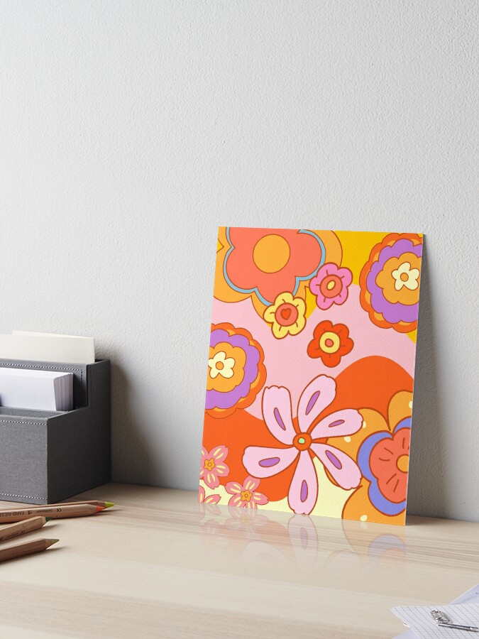 Retro Groovy flowers stickers By JulyG art store