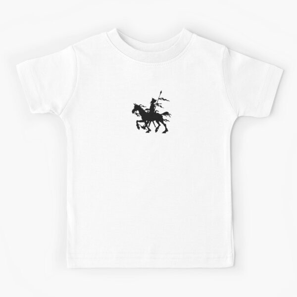 Don Quixote of La Mancha and Rocinante | Don Quixote Silhouette | Black and White | Kids T-Shirt
