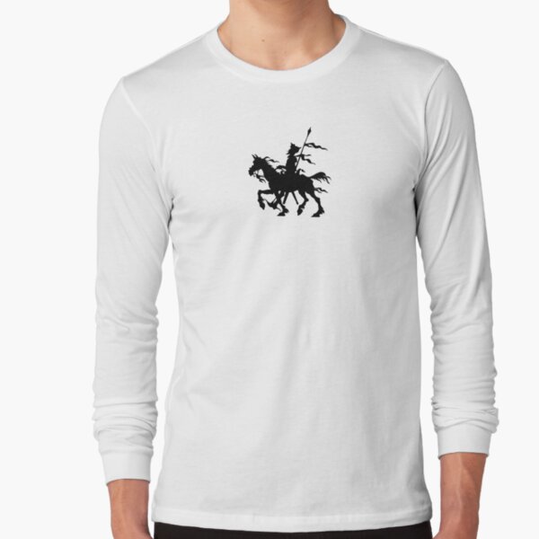 Don Quixote of La Mancha and Rocinante | Don Quixote Silhouette | Black and White | Long Sleeve T-Shirt