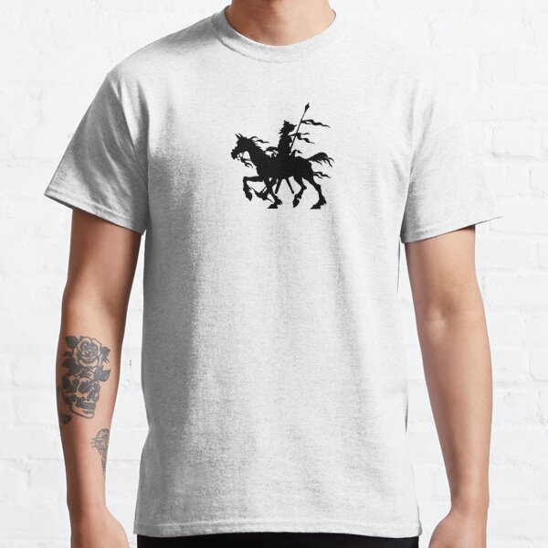 Don Quixote of La Mancha and Rocinante | Don Quixote Silhouette | Black and White | Classic T-Shirt