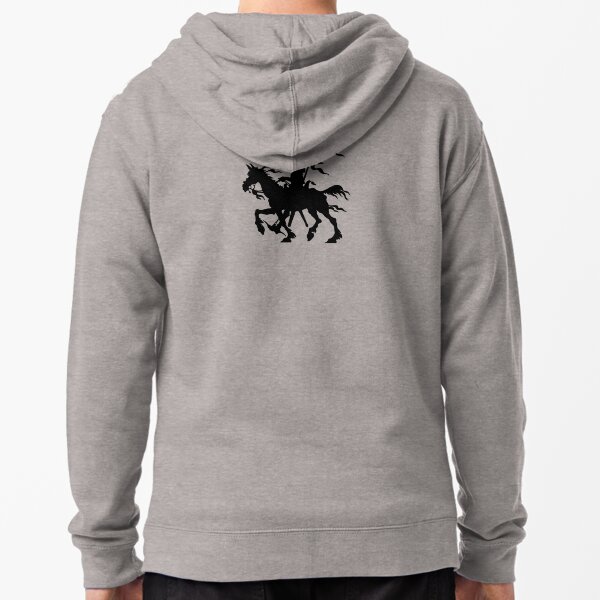 Don Quixote of La Mancha and Rocinante | Don Quixote Silhouette | Black and White | Zipped Hoodie