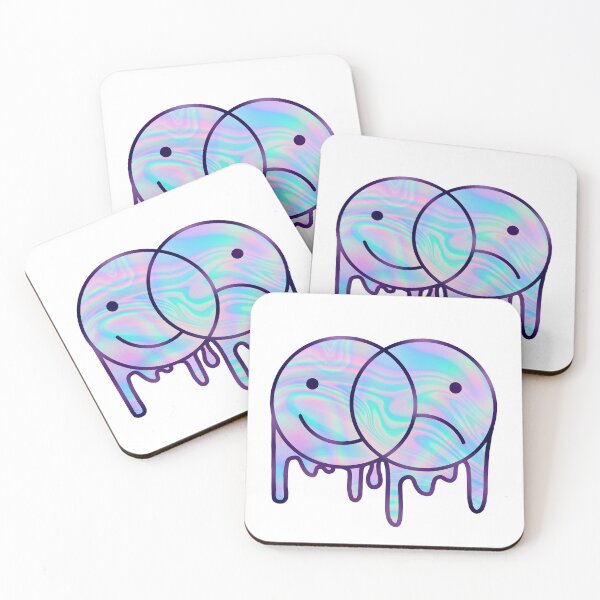 Item preview, trippy holo Happy Sad face designed and sold by ChaotiKatt.