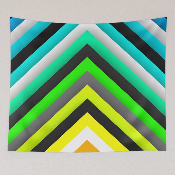Item preview, Symmetry Chevron Angled Stripes (Blue Cyan Green Yellow Black White Gray)) designed and sold by hyproinc.